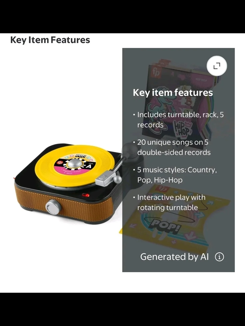 Fisher-Price Rockin’ Record Player Musical Toy with Turntable 5 Records boys gir
